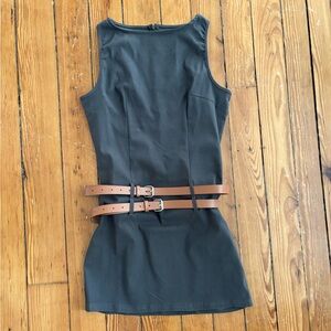 SHEIN Mini Dress with Brown Double Belt